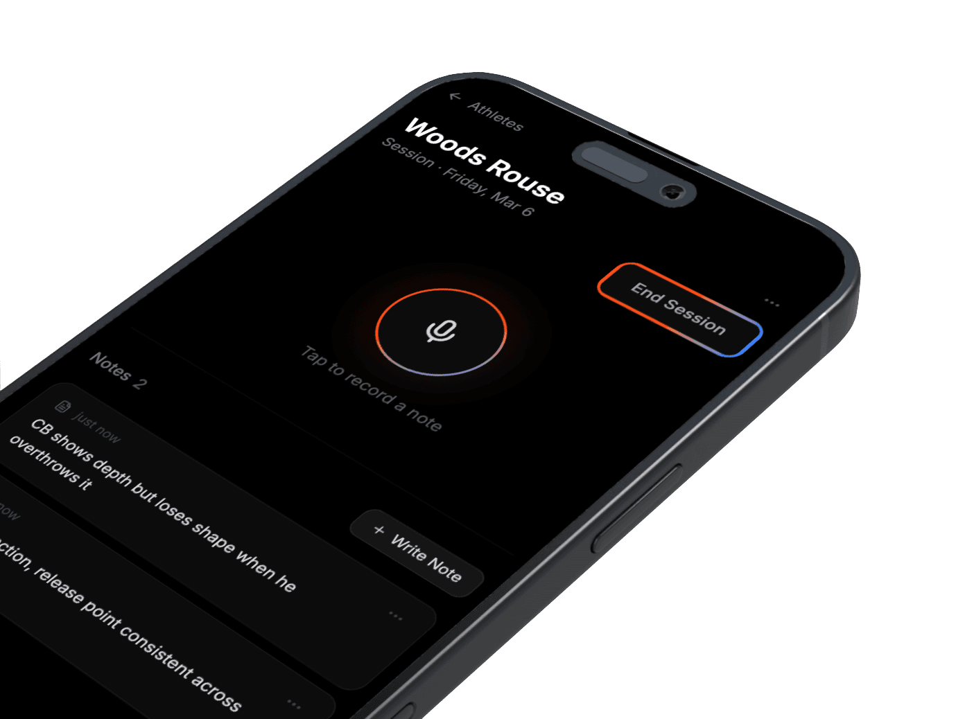 Session recording screen in Squints